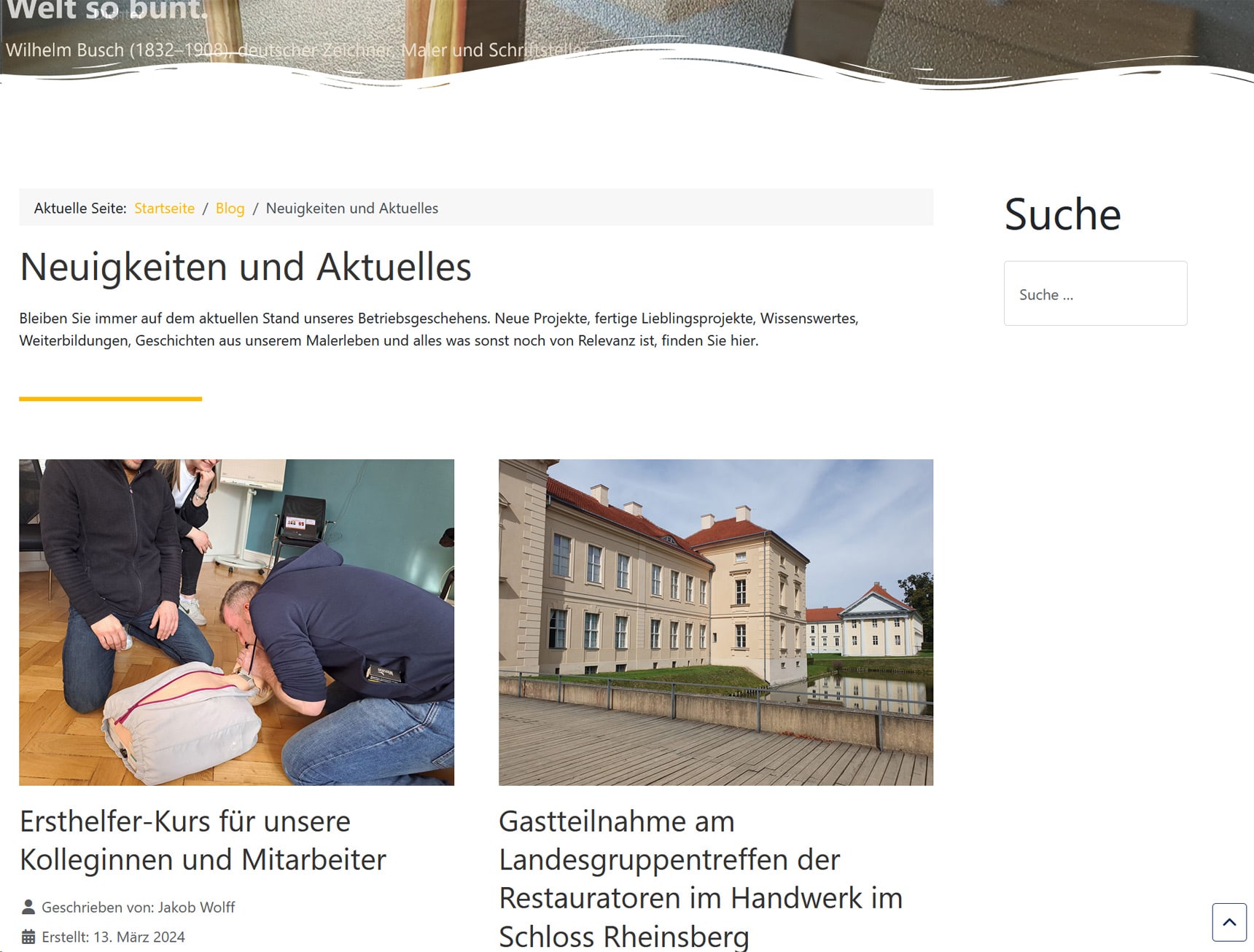 Beispiel Webseite Pictor Denkmalpflege